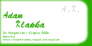 adam klapka business card